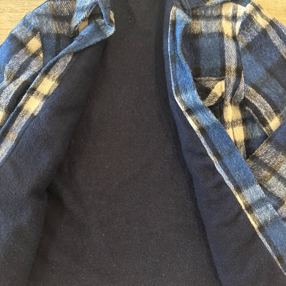 VanCort Blue and White flannel Shirt Jacket Shacket vintage small - Picture 5 of 10